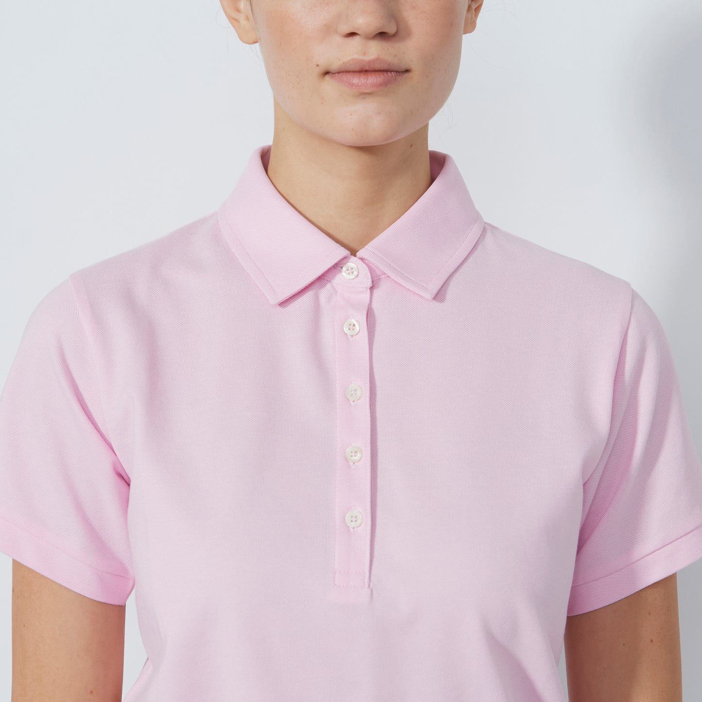 Daily Sports Abstract Fusion Fairway Pink Pansy Short Sleeve Polo