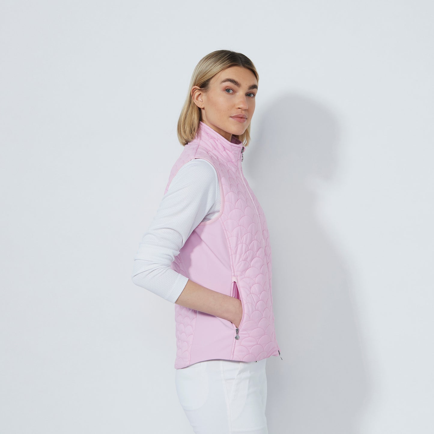 Daily Sports Abstract Fusion Quilt Pink Pansy Padded Vest