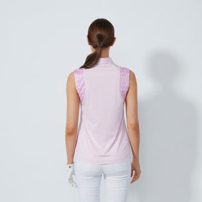 Daily Sports Abstract Fusion Pink Pansy Print Insert Sleeveless Polo