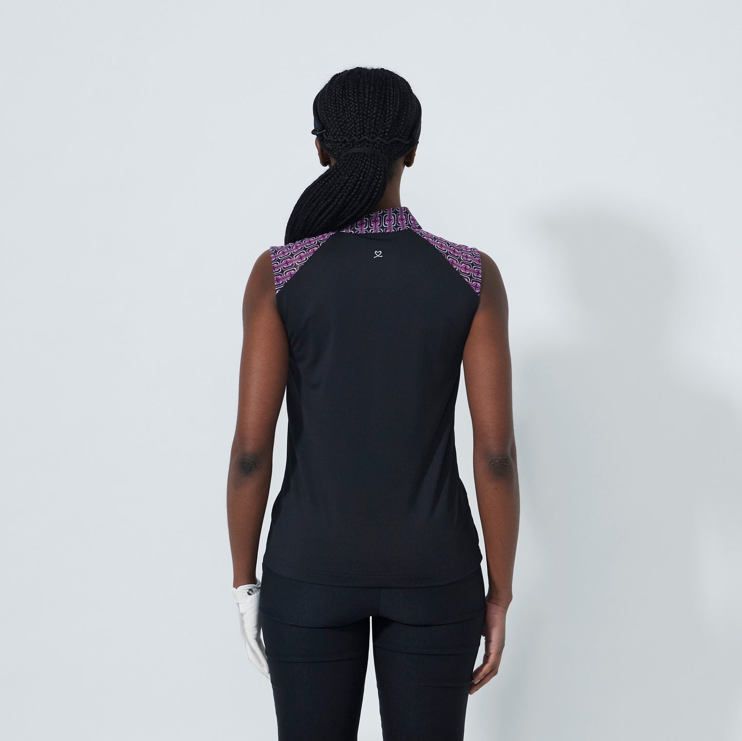Daily Sports Abstract Fusion Black Gathered Sleeveless Polo