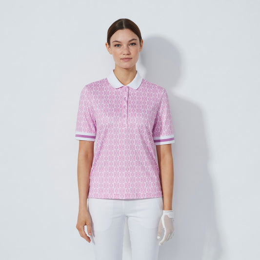 Daily Sports Abstract Fusion Delusion Pink Print Half Sleeve Polo Shirt