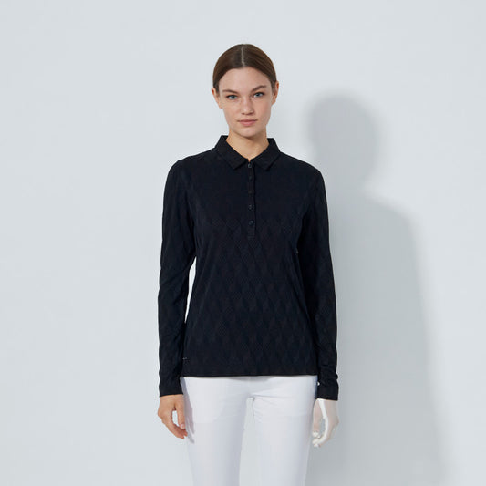 Daily Sports Abstract Fusion Graphic Jacquard Long Sleeve Polo Shirt
