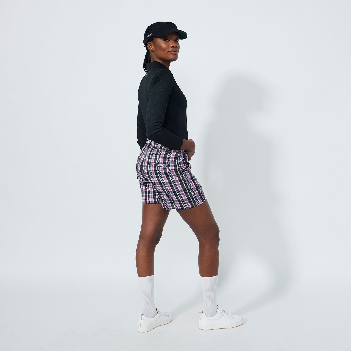 Daily Sports Abstract Fusion Black Plaid Print Shorts