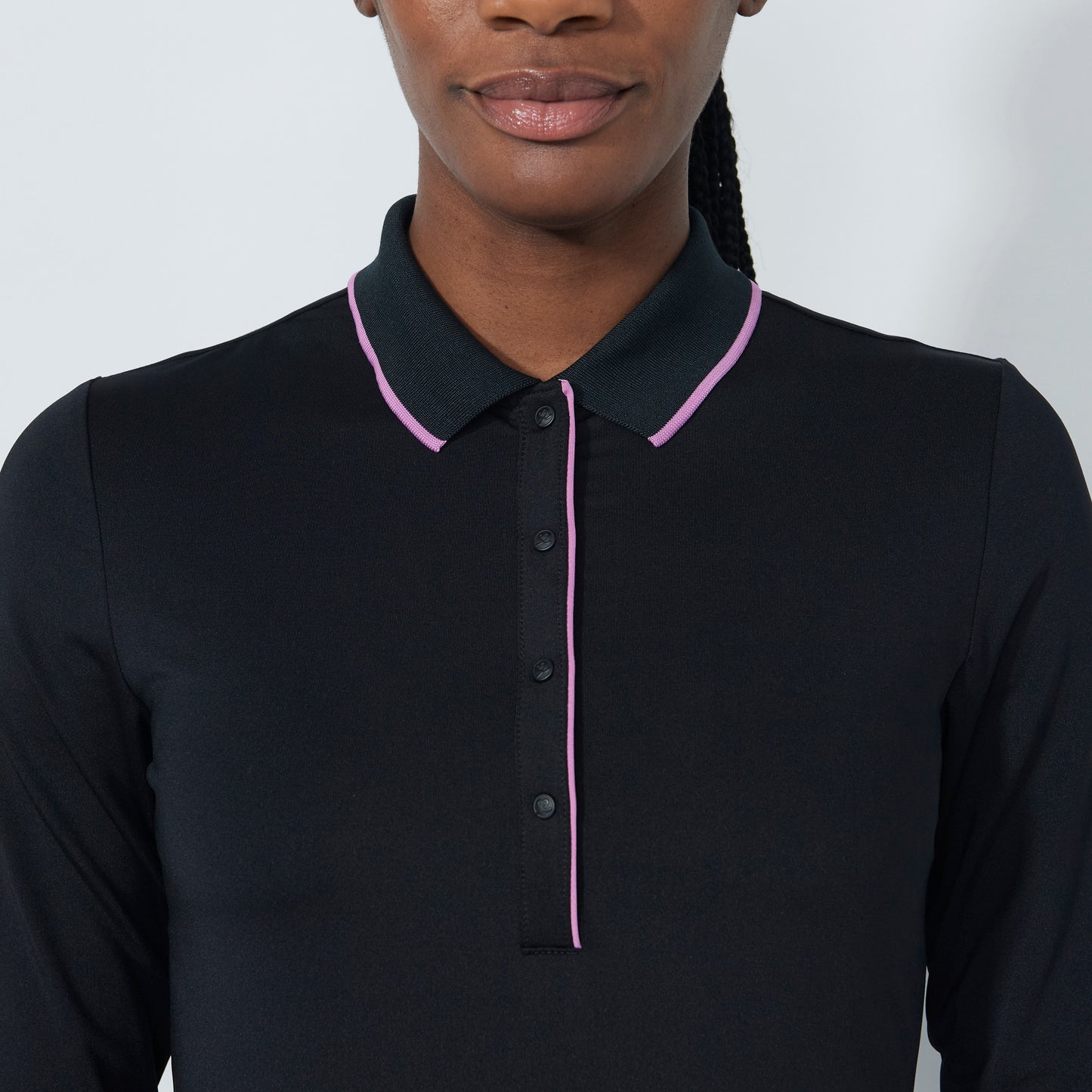 Daily Sports Abstract Fusion Embroidery Logo Black Long Sleeve Polo