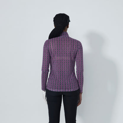 Daily Sports Abstract Fusion Breeze Roll Neck Delusion Print Long Sleeve Mesh Polo