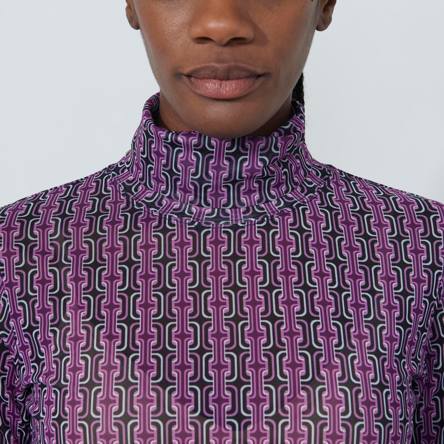 Daily Sports Abstract Fusion Breeze Roll Neck Delusion Print Long Sleeve Mesh Polo