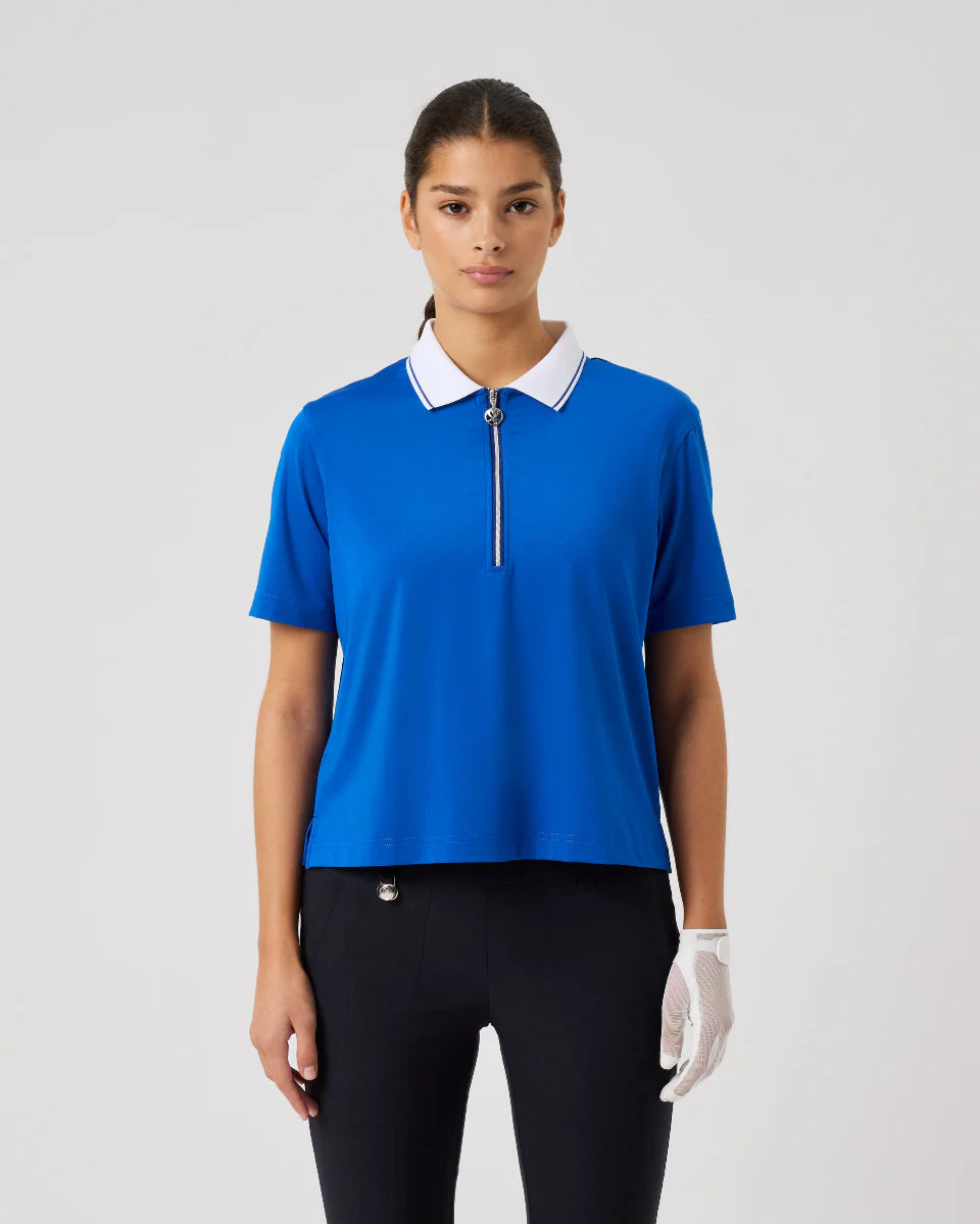 Daily Sports PLAY BLUE Cropped Short Sleeve Polo