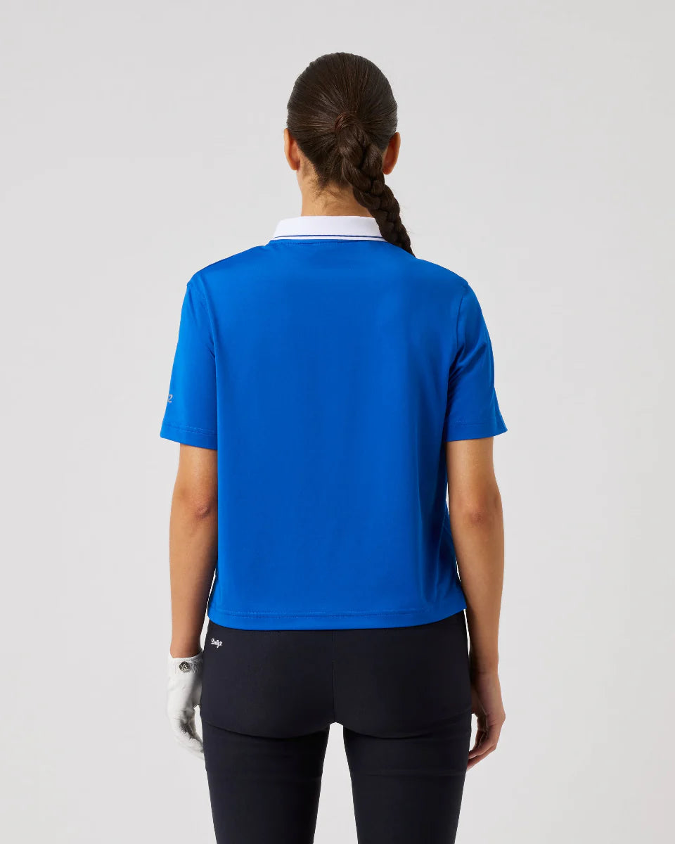 Daily Sports PLAY BLUE Cropped Short Sleeve Polo