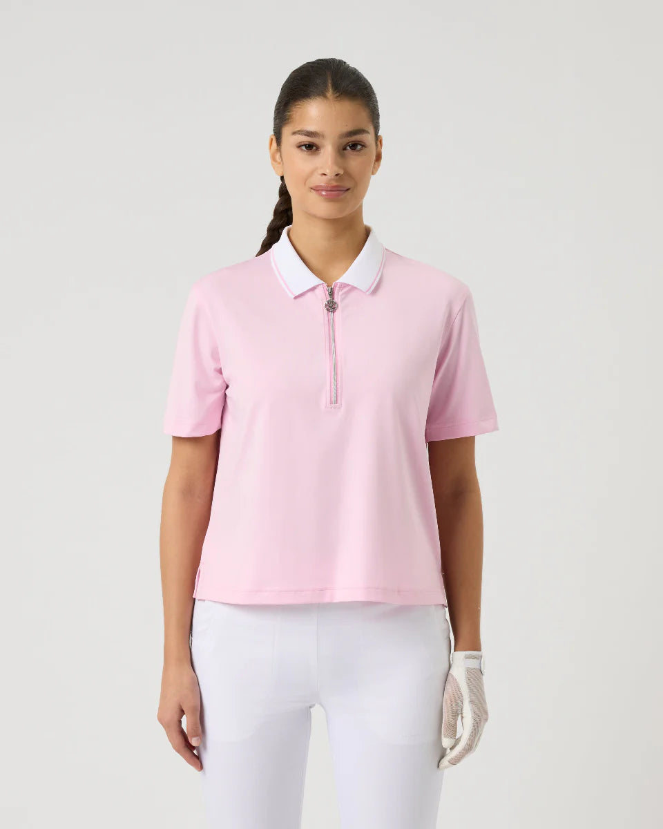 Daily Sports PINK SKY Cropped Short Sleeve Polo