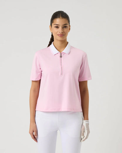 Daily Sports PINK SKY Cropped Short Sleeve Polo