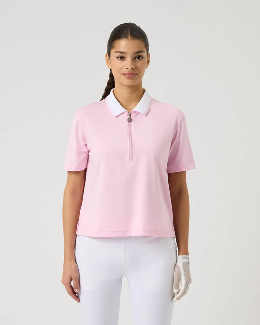 Daily Sports PINK SKY Cropped Short Sleeve Polo