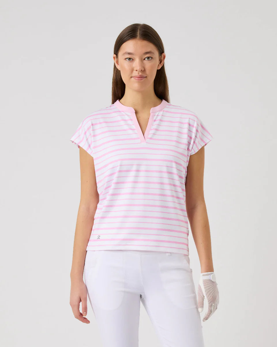 Daily Sports PINK SKY Itami Striped Cap Sleeve Polo