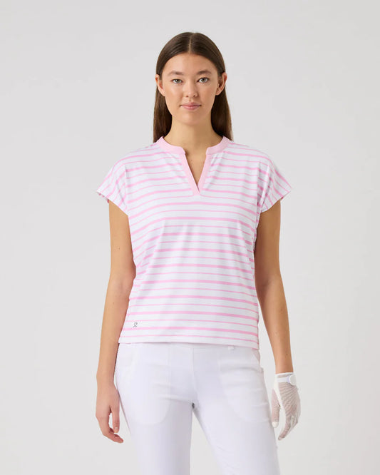 Daily Sports PINK SKY Itami Striped Cap Sleeve Polo