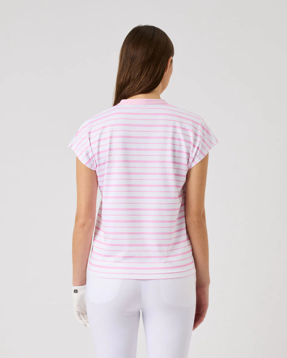 Daily Sports PINK SKY Itami Striped Cap Sleeve Polo