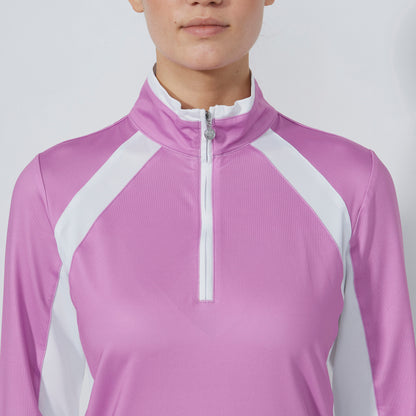Daily Sports Abstract Fusion Veronica Panel Long Sleeve Half Neck Polo
