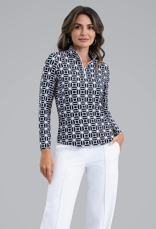 IBKUL Carolyn Long Sleeve Mock Neck Top (Multiple Colors)