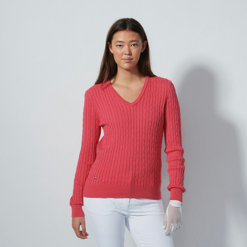 Daily Sports Illusion Wave Cable Knit V-Neck Sweater