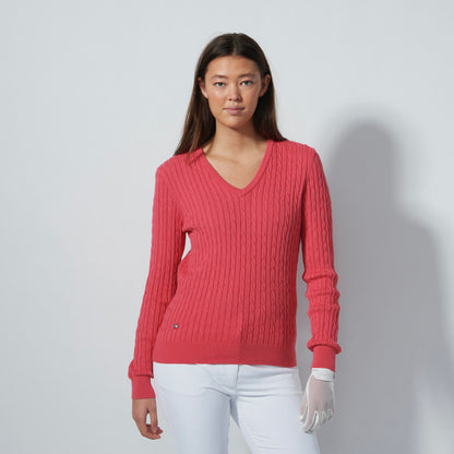 Daily Sports Illusion Wave Cable Knit V-Neck Sweater