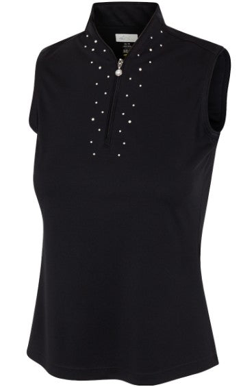 Greg Norman ML75 MICROLUX PEARL-STUDDED SLEEVELESS POLO (Multiple Colors)
