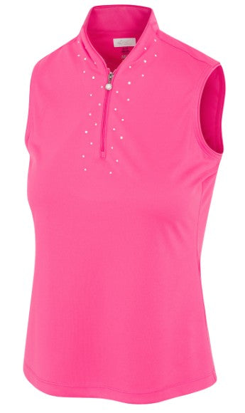 Greg Norman ML75 MICROLUX PEARL-STUDDED SLEEVELESS POLO (Multiple Colors)