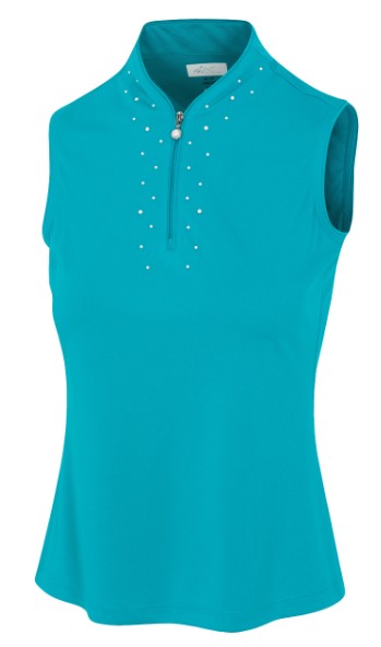 Greg Norman ML75 MICROLUX PEARL-STUDDED SLEEVELESS POLO (Multiple Colors)