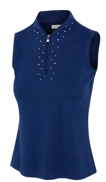 Greg Norman ML75 MICROLUX PEARL-STUDDED SLEEVELESS POLO (Multiple Colors)