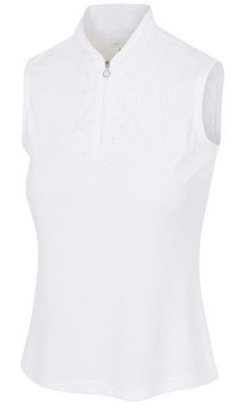 Greg Norman ML75 MICROLUX PEARL-STUDDED SLEEVELESS POLO (Multiple Colors)