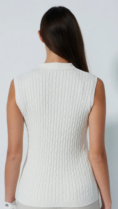 Daily Sports Madelene Core Solid Cable Knit Sleeveless Polo (Multiple Colors)