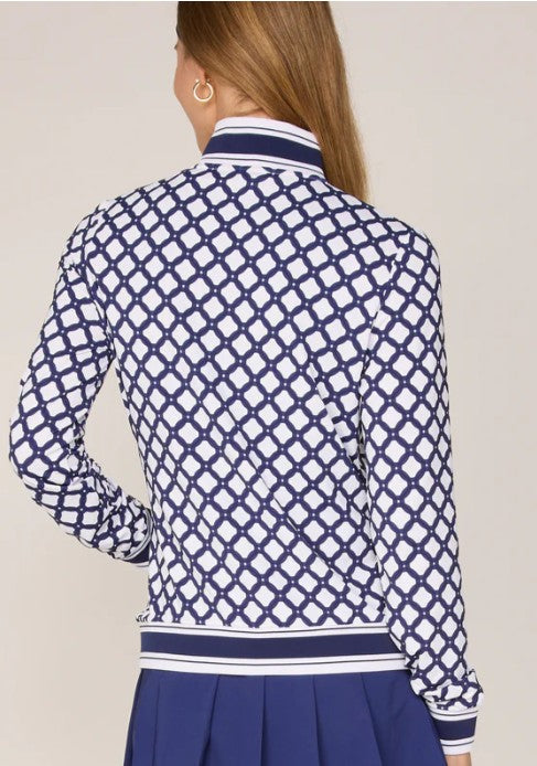 G Lifestyle Striped Trim Performance Zip Jacket in Circle Navy