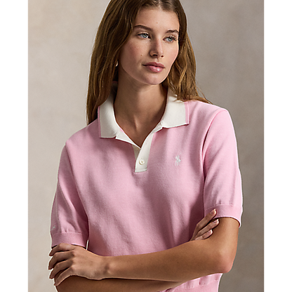Ralph Lauren RLX SHORT-SLEEVE COTTON BLEND POLO W/ 3-BUTTON PLACKET SWEATER