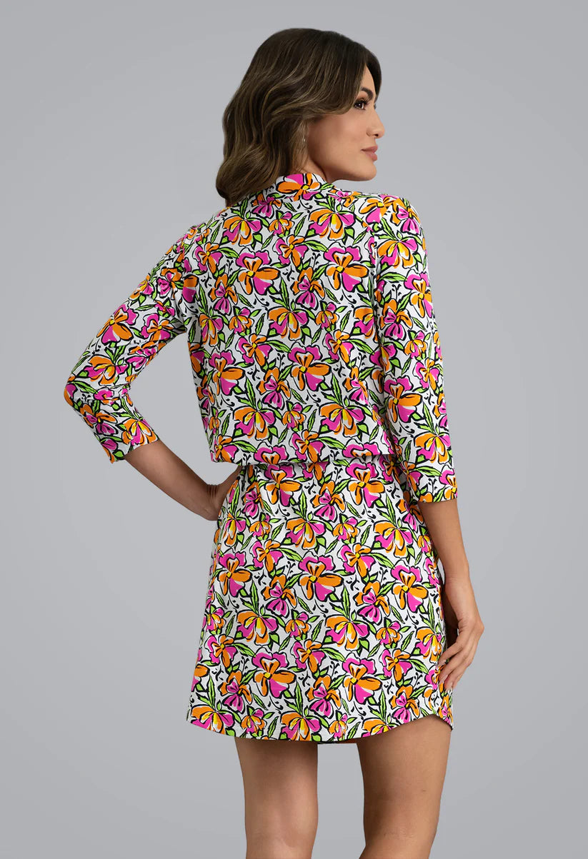 IBKUL Sonia Drawstring Dress 3/4 Sleeve (Multiple Colors)