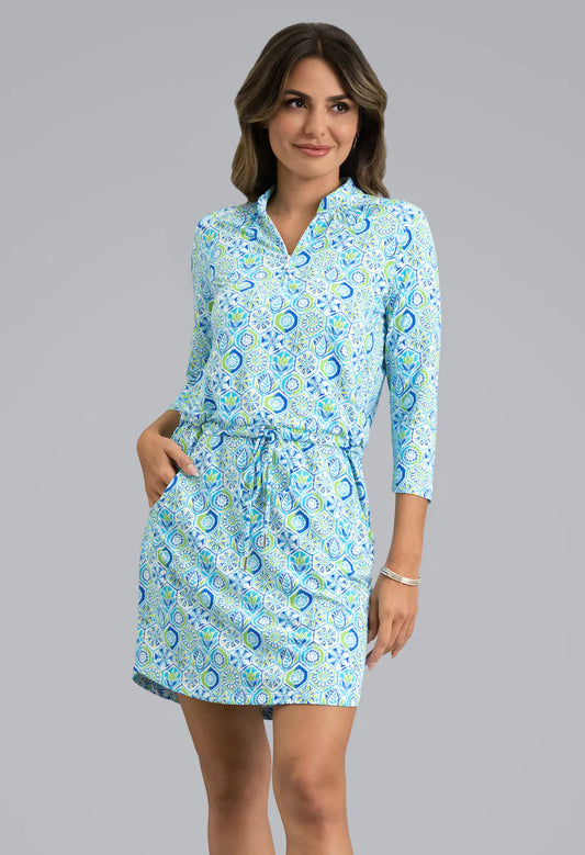 IBKUL Alexis Drawstring Dress 3/4 Sleeve (Multiple Colors)