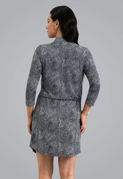 IBKUL Stephanie Drawstring Dress 3/4 Sleeve (Multiple Colors)