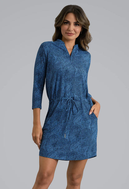 IBKUL Stephanie Drawstring Dress 3/4 Sleeve (Multiple Colors)