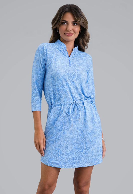 IBKUL Annie Drawstring Dress 3/4 Sleeve (Multiple Colors)