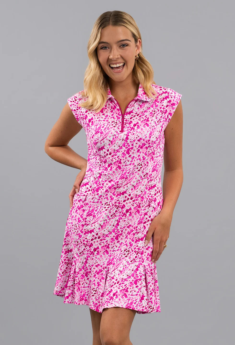 IBKUL Yesenia Sleeveless Polo Dress (Multiple Colors)