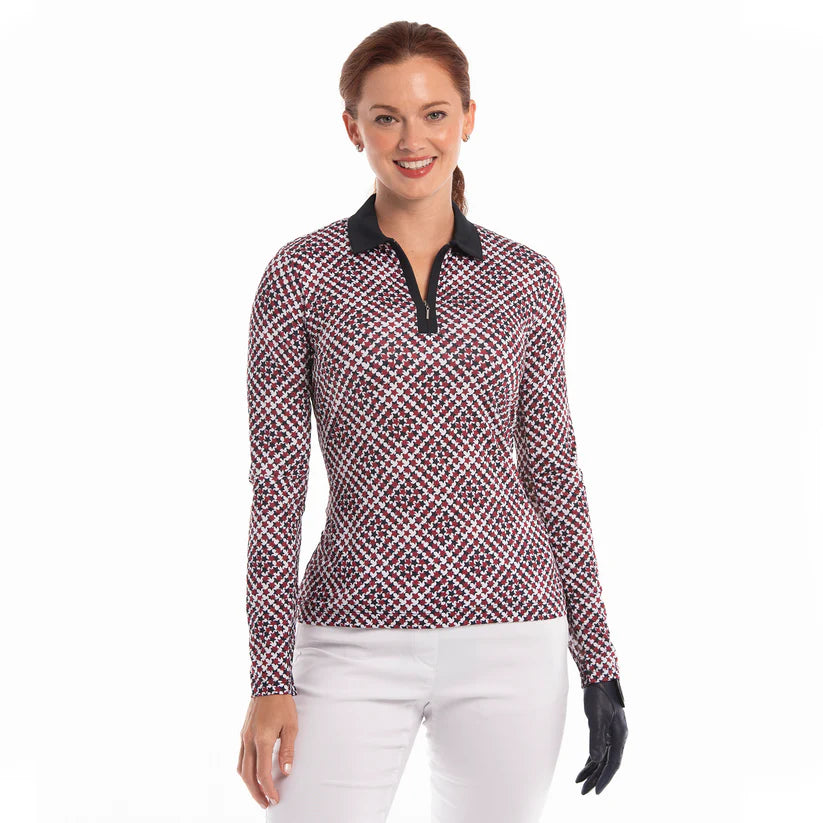 EPNY RED ALERT LONG SLEEVE STARS HOUNDSTOOTH SUNSHIRT