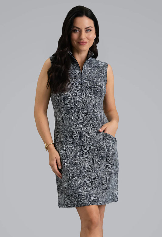 IBKUL Stephanie Mock Neck Sleeveless Dress (Multiple Colors)