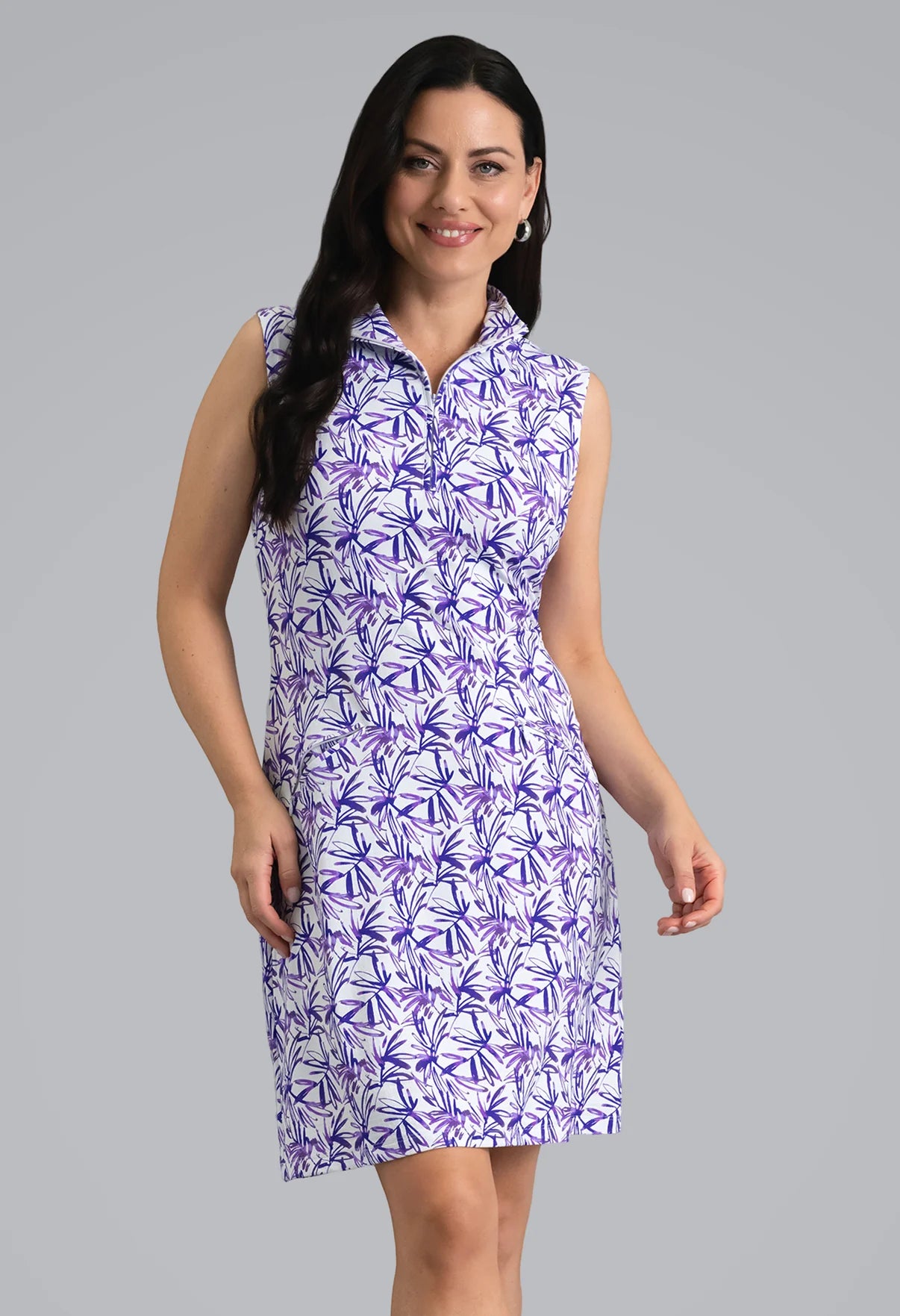 IBKUL Norma Mock Neck Sleeveless Dress (Multiple Colors)