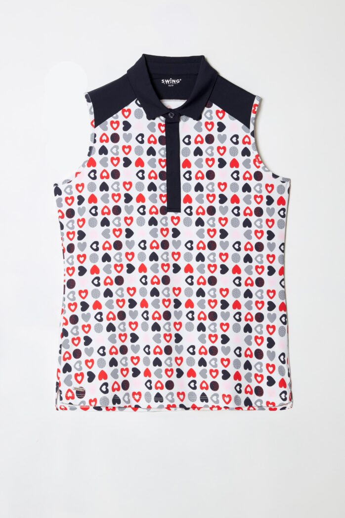 Swing Control NAVY HEARTS SLEEVELESS VELOCITY TOP