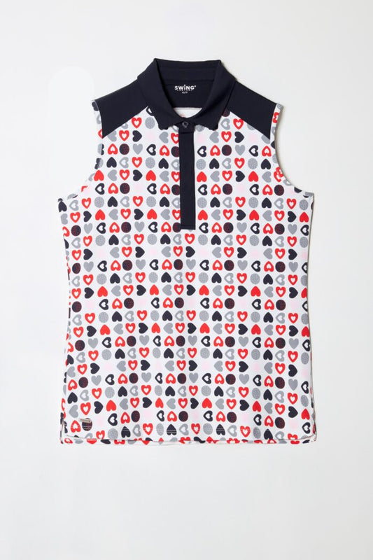 Swing Control NAVY HEARTS SLEEVELESS VELOCITY TOP