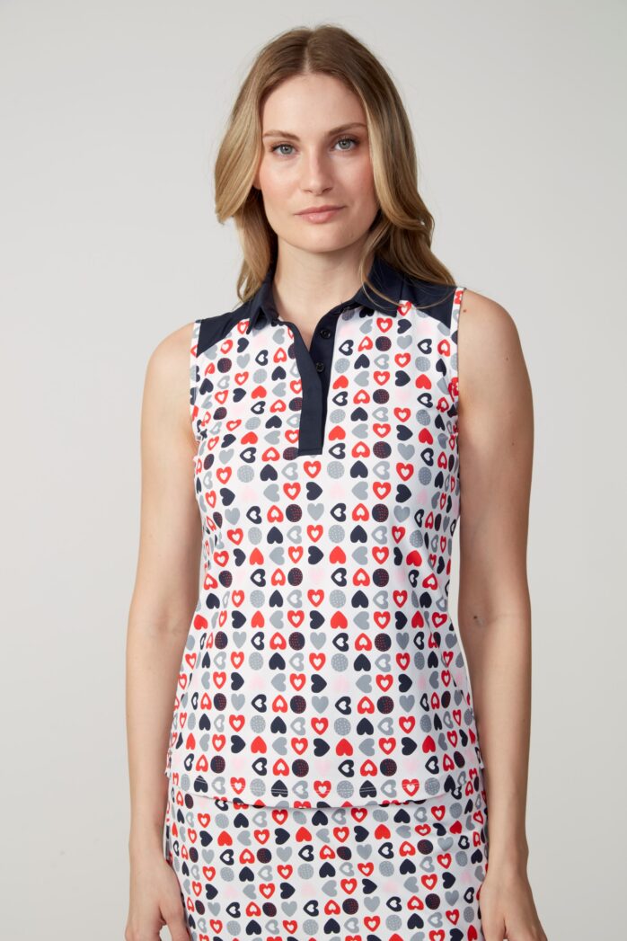 Swing Control NAVY HEARTS SLEEVELESS VELOCITY TOP