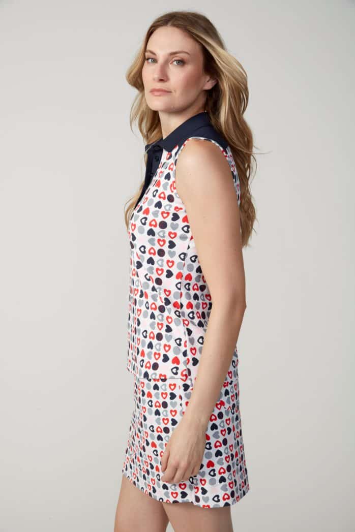 Swing Control NAVY HEARTS SLEEVELESS VELOCITY TOP
