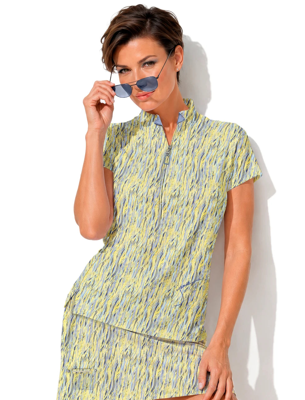 Jamie Sadock SHORT SLEEVE TOP FEATHERS-209