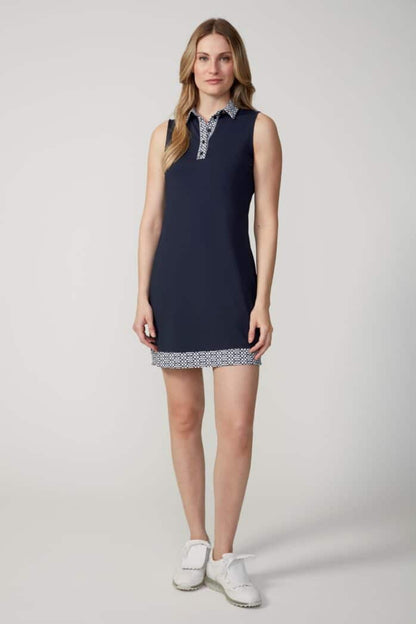 Swing Control Navy Keys Sleeveless Velocity Dress