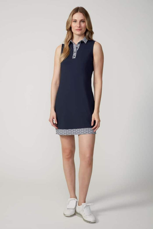 Swing Control Navy Keys Sleeveless Velocity Dress
