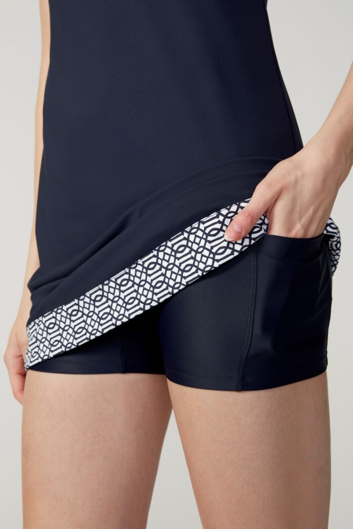 Swing Control Navy Keys Sleeveless Velocity Dress