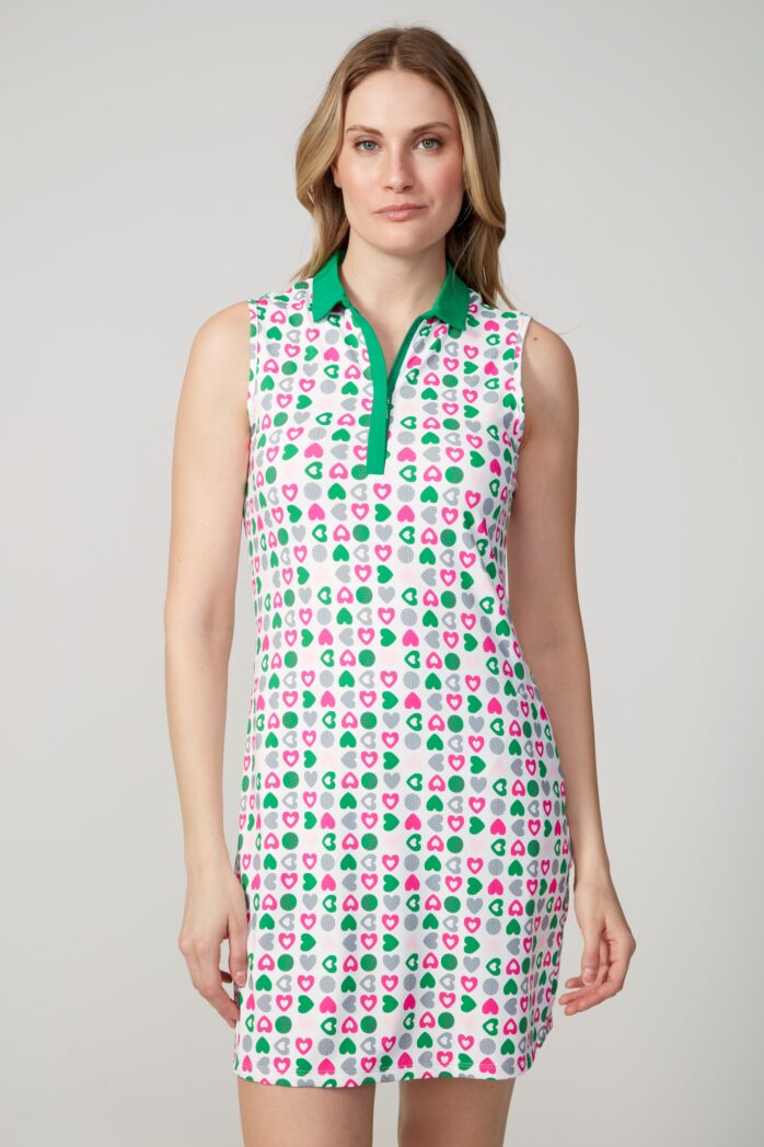 Swing Control Green Hearts Sleeveless Velocity Dress