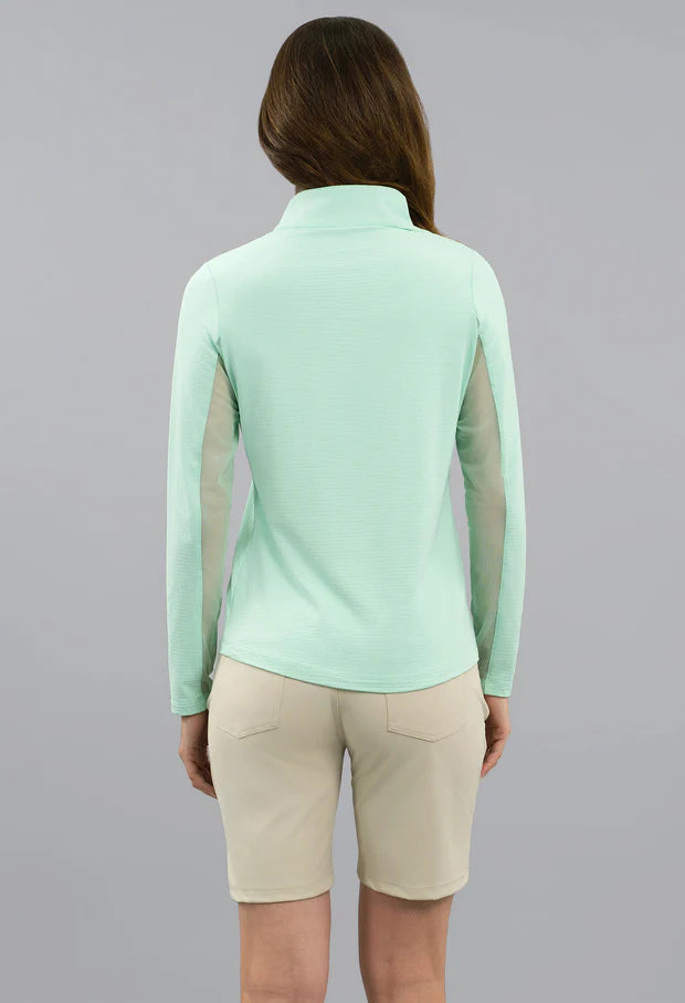 IBKUL Pool Party Solid Long Sleeve Mock Neck Top