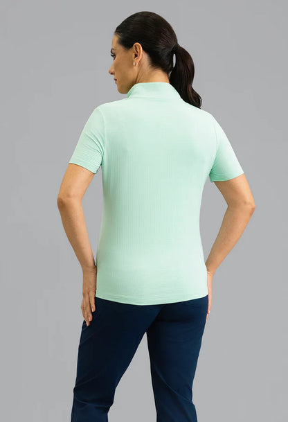 IBKUL Pool Party Short Sleeve Mock Neck Top